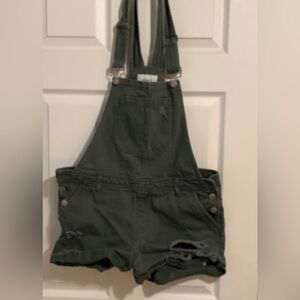 Green Distressed Overalls